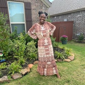 Aztec Print Maxi Dress